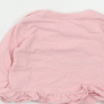 Very Girls Pink Floral Cotton Basic T-Shirt Size 3-6 Months Round Neck Snap - I Love Mummy