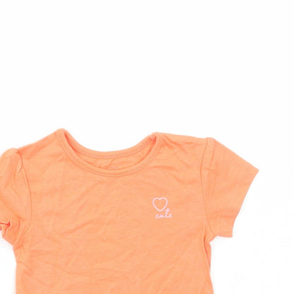 Studio Girls Orange Cotton Basic T-Shirt Size 6-9 Months Round Neck Pullover - Cute