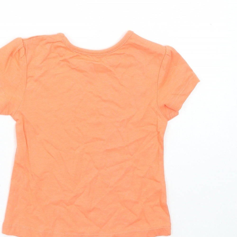 Studio Girls Orange Cotton Basic T-Shirt Size 6-9 Months Round Neck Pullover - Cute