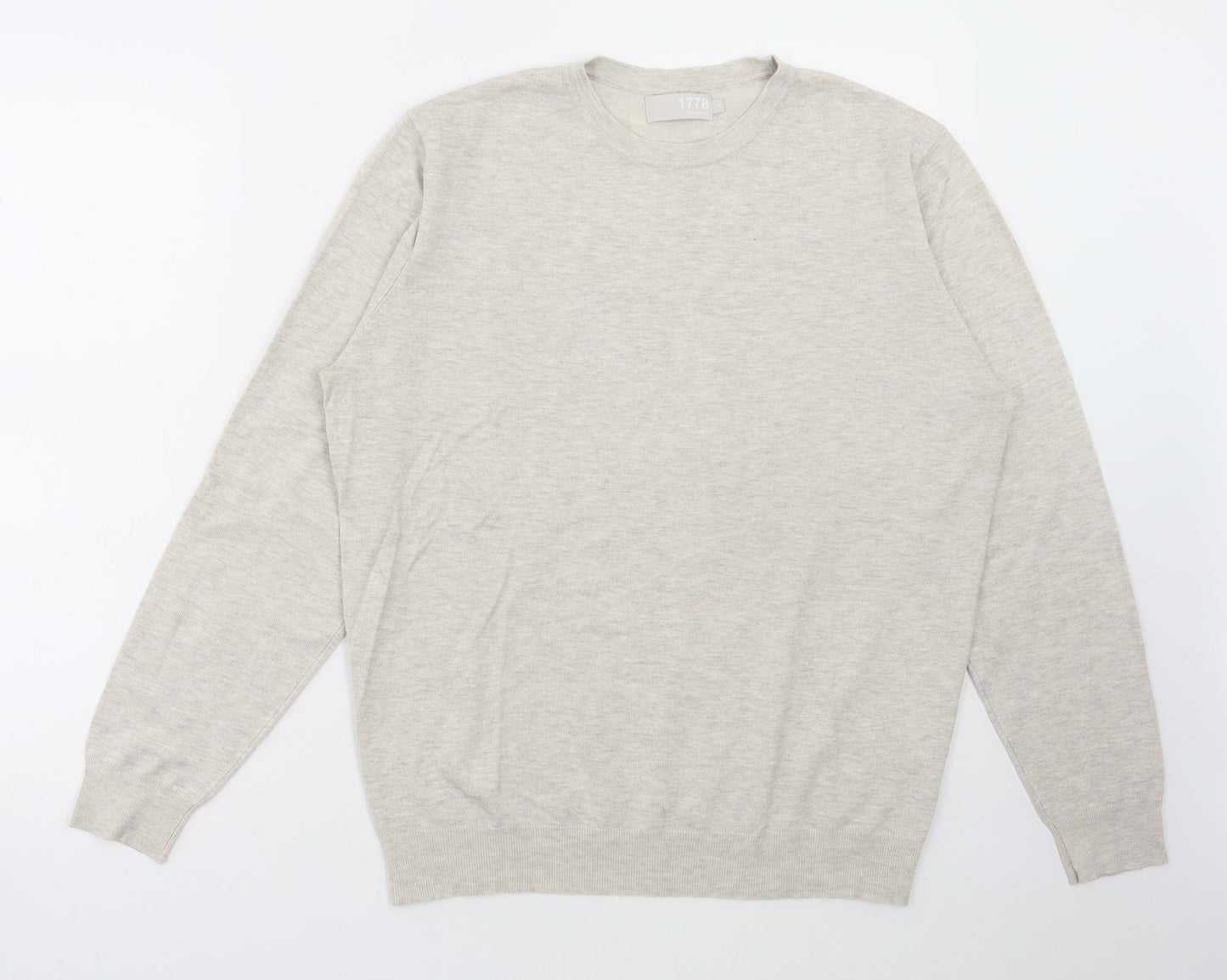 Debenhams Mens Beige Round Neck Viscose Pullover Jumper Size M