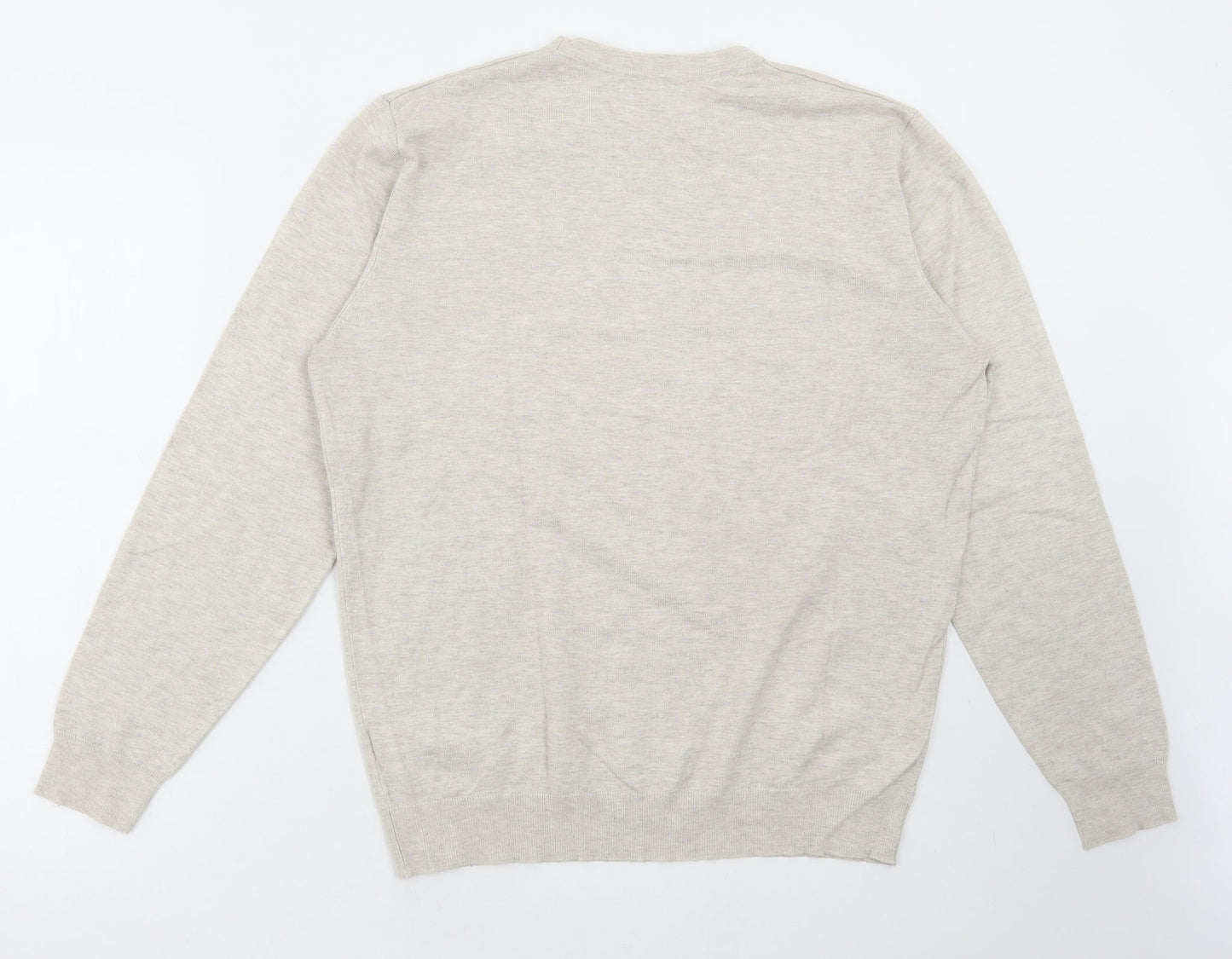 Debenhams Mens Beige Round Neck Viscose Pullover Jumper Size M