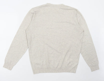 Debenhams Mens Beige Round Neck Viscose Pullover Jumper Size M
