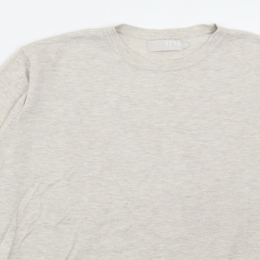 Debenhams Mens Beige Round Neck Viscose Pullover Jumper Size M