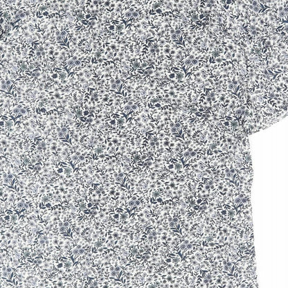 H&M Womens Blue Floral Polyester A-Line Size M Round Neck Pullover