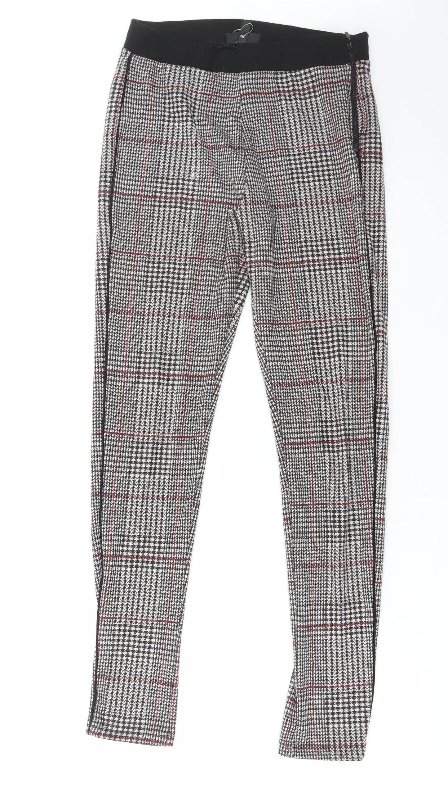 Topshop Womens Multicoloured Plaid Polyester Trousers Size 10 L29 in Regular Zip