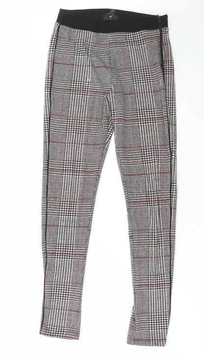 Topshop Womens Multicoloured Plaid Polyester Trousers Size 10 L29 in Regular Zip