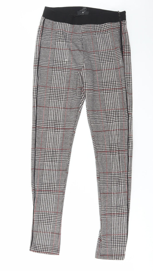 Topshop Womens Multicoloured Plaid Polyester Trousers Size 10 L29 in Regular Zip