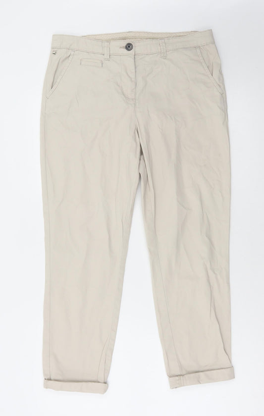 Maine Womens Beige Cotton Trousers Size 10 L26 in Regular Zip