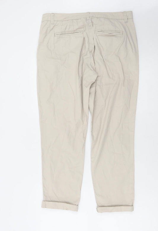 Maine Womens Beige Cotton Trousers Size 10 L26 in Regular Zip
