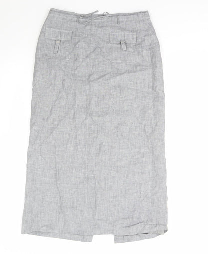 Gerry Weber Womens Grey Linen A-Line Skirt Size 16 Zip