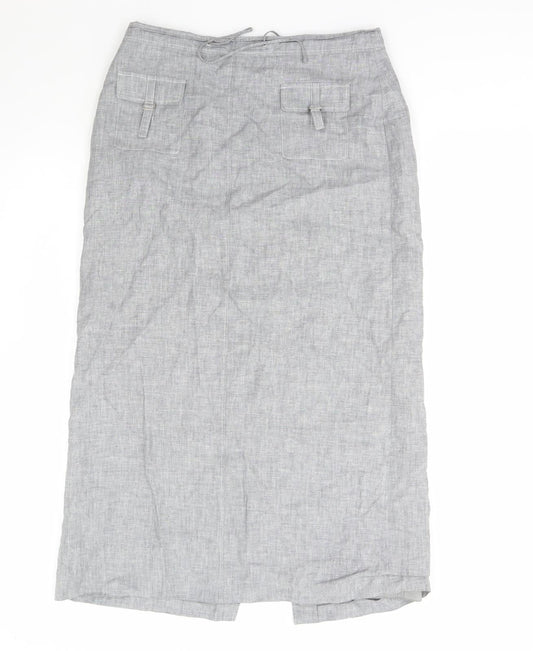 Gerry Weber Womens Grey Linen A-Line Skirt Size 16 Zip