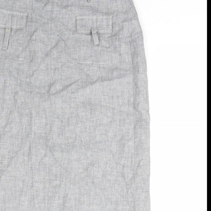 Gerry Weber Womens Grey Linen A-Line Skirt Size 16 Zip