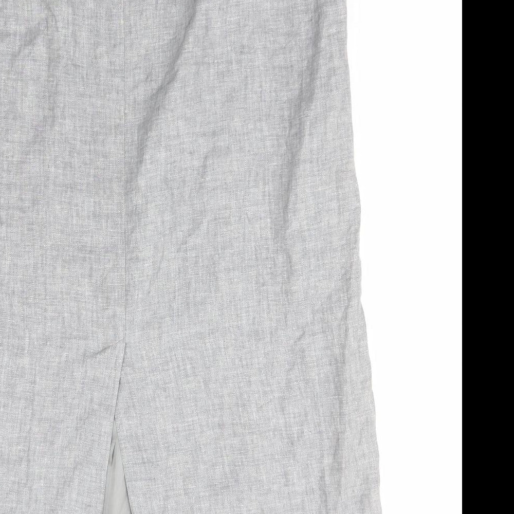 Gerry Weber Womens Grey Linen A-Line Skirt Size 16 Zip