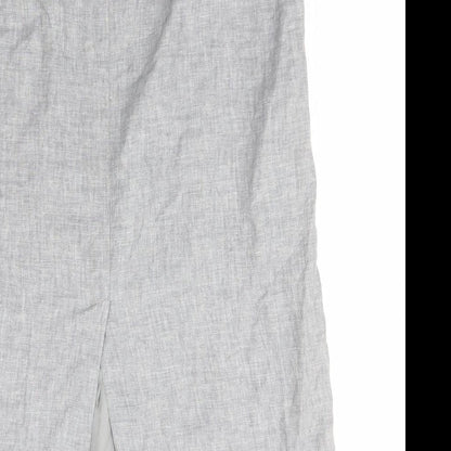 Gerry Weber Womens Grey Linen A-Line Skirt Size 16 Zip