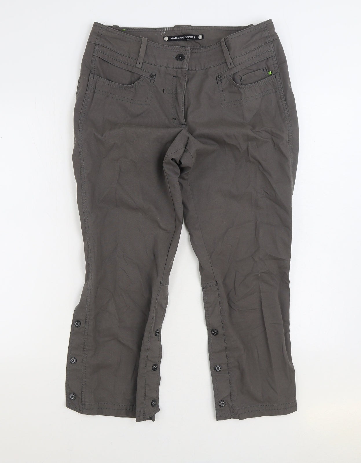 Marccain Sports Mens Grey Cotton Cropped Trousers Size 34 in L25 in Regular Zip