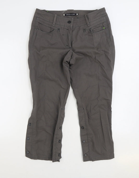 Marccain Sports Mens Grey Cotton Cropped Trousers Size 34 in L25 in Regular Zip