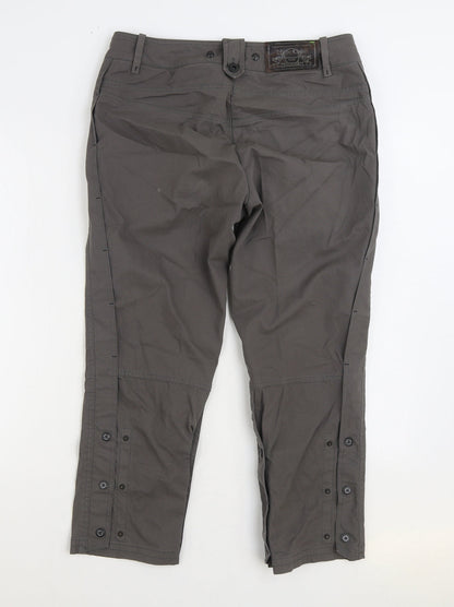 Marccain Sports Mens Grey Cotton Cropped Trousers Size 34 in L25 in Regular Zip