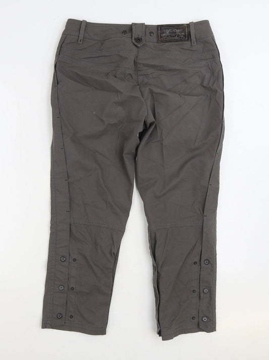 Marccain Sports Mens Grey Cotton Cropped Trousers Size 34 in L25 in Regular Zip