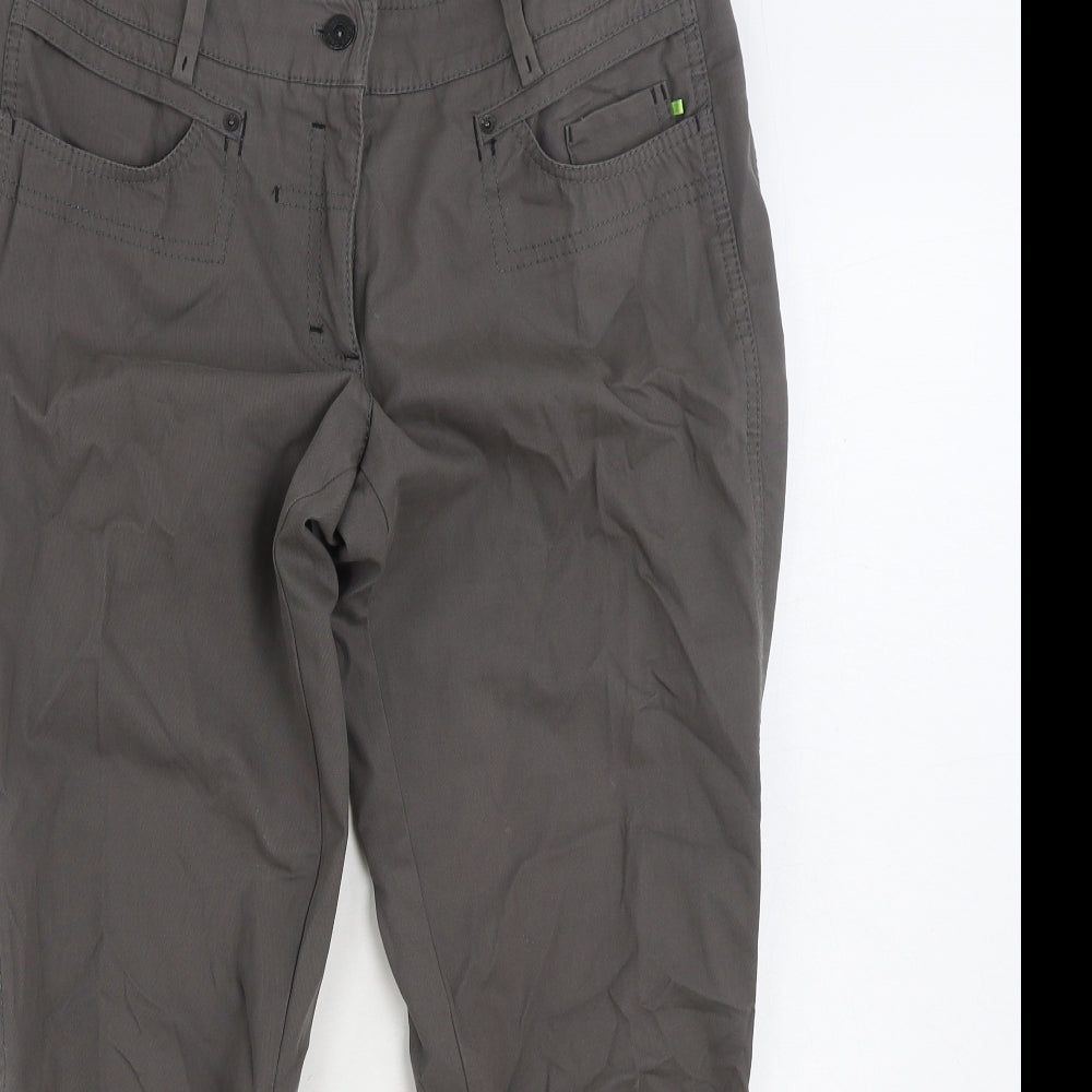 Marccain Sports Mens Grey Cotton Cropped Trousers Size 34 in L25 in Regular Zip