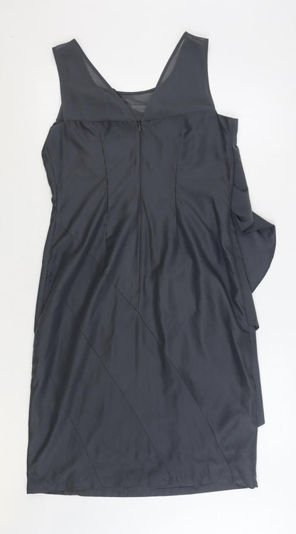Per Una Womens Grey Polyester Sheath Size 12 V-Neck Zip