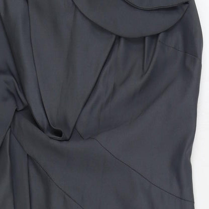 Per Una Womens Grey Polyester Sheath Size 12 V-Neck Zip
