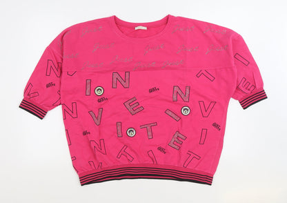 INVT Womens Pink Geometric Cotton Pullover Sweatshirt Size XL Pullover