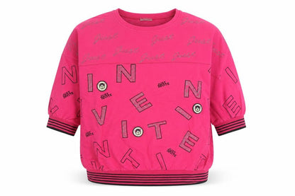 INVT Womens Pink Geometric Cotton Pullover Sweatshirt Size XL Pullover