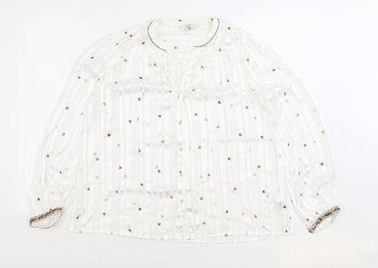 Womens UK Size 12 NEXT White Basic Button-Up