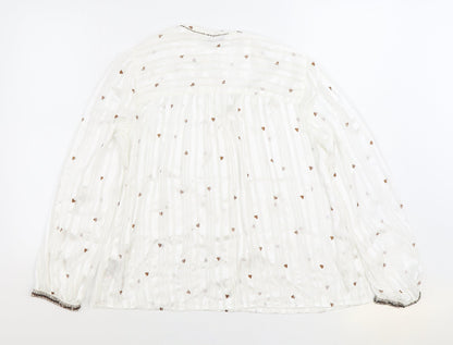 Womens UK Size 12 NEXT White Basic Button-Up
