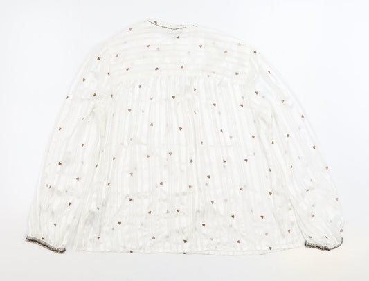 Womens UK Size 12 NEXT White Basic Button-Up
