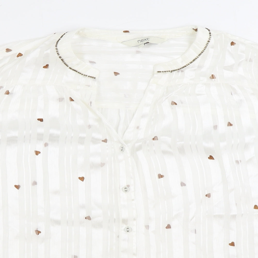 Womens UK Size 12 NEXT White Basic Button-Up