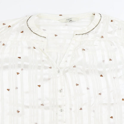 Womens UK Size 12 NEXT White Basic Button-Up