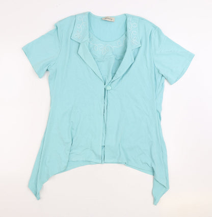 Womens UK Size XL BASSINI Blue Basic Blouse