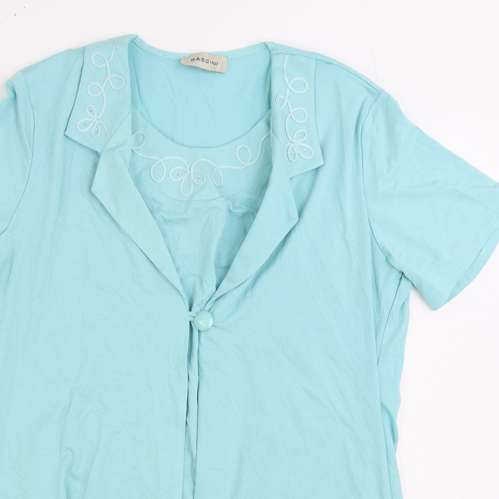 Womens UK Size XL BASSINI Blue Basic Blouse