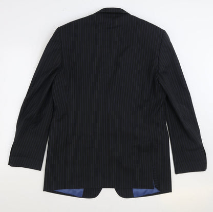 Countered Mens Black Striped Polyester Jacket Suit Jacket Size 40