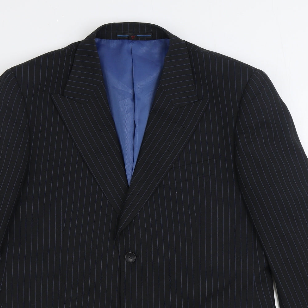 Countered Mens Black Striped Polyester Jacket Suit Jacket Size 40