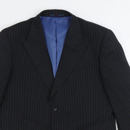 Countered Mens Black Striped Polyester Jacket Suit Jacket Size 40