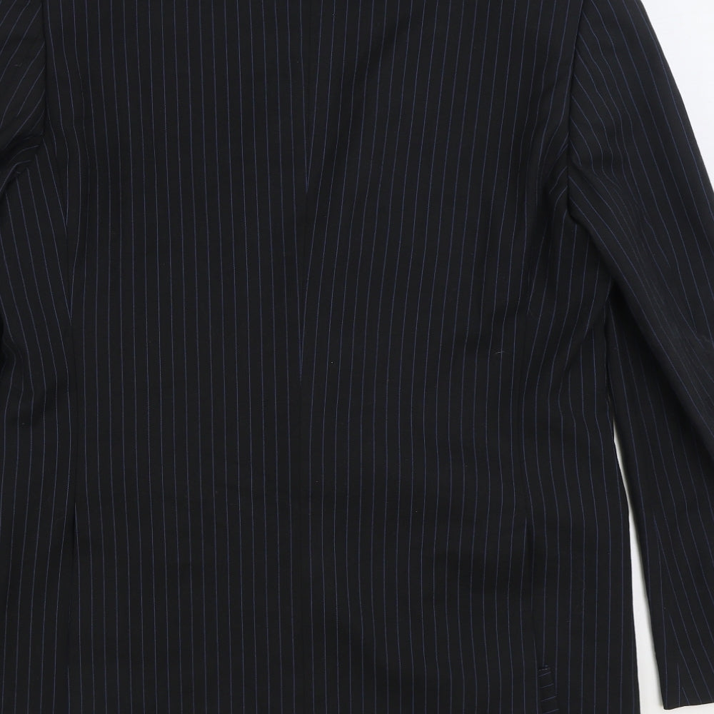 Countered Mens Black Striped Polyester Jacket Suit Jacket Size 40