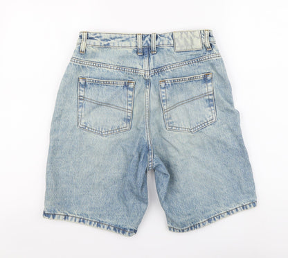 COLLUSION Womens Blue Cotton Bermuda Shorts Size 8 L8 in Regular Button