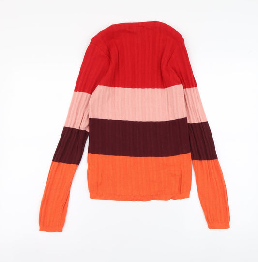 Primark Womens Multicoloured Round Neck Striped Polyester Pullover Jumper Size S