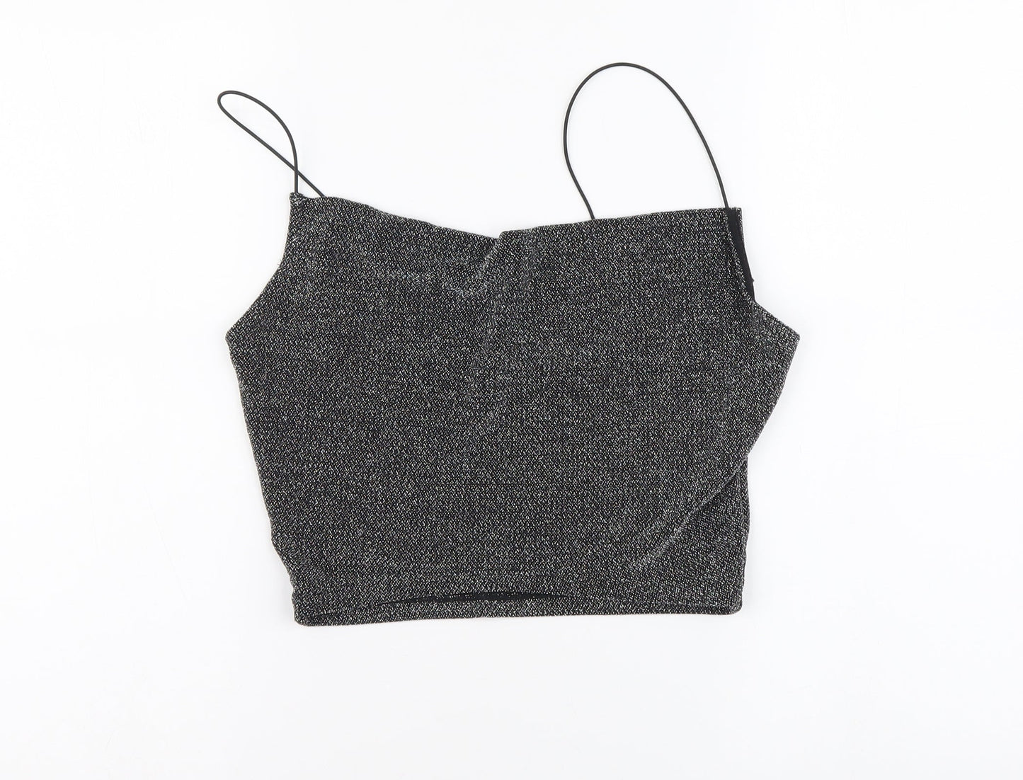 Womens UK Size S H&M Silver Cropped Tank
