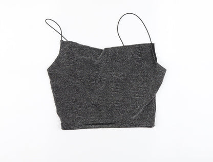 Womens UK Size S H&M Silver Cropped Tank