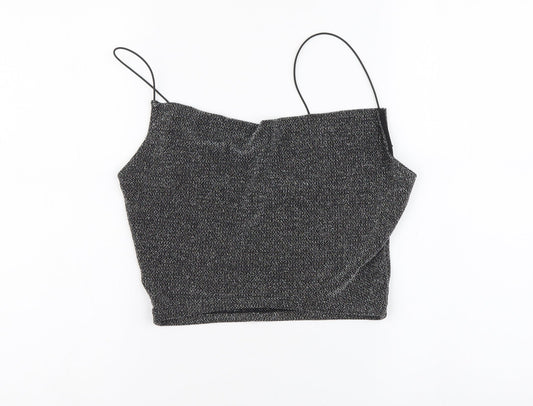 Womens UK Size S H&M Silver Cropped Tank