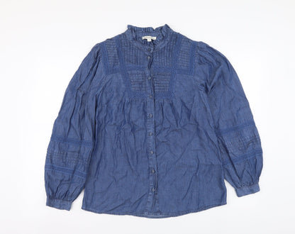 Womens UK Size S Monsoon Blue Basic Button-Up