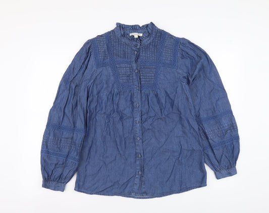 Womens UK Size S Monsoon Blue Basic Button-Up
