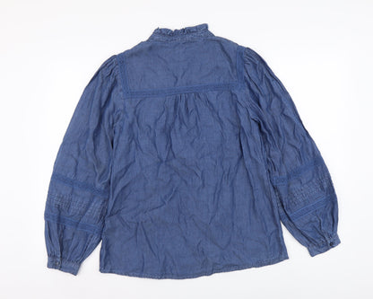 Womens UK Size S Monsoon Blue Basic Button-Up