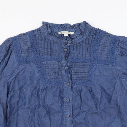 Womens UK Size S Monsoon Blue Basic Button-Up