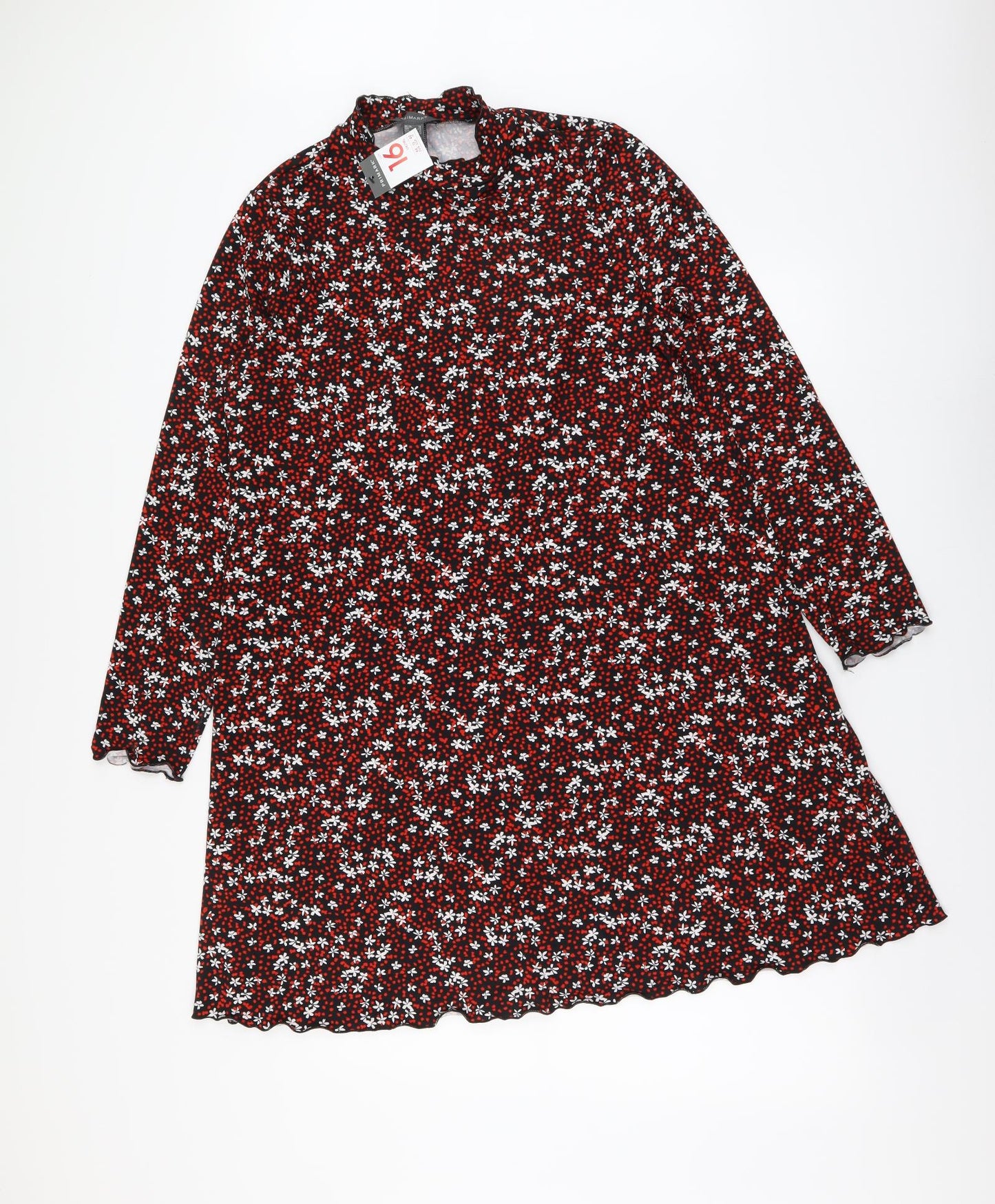 Primark Womens Multicoloured Geometric Polyester A-Line Size 6 High Neck Pullover