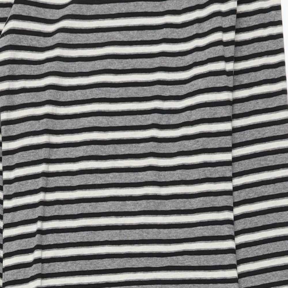 Primark Womens Grey Striped Cotton T-Shirt Dress Size 8 Round Neck Pullover