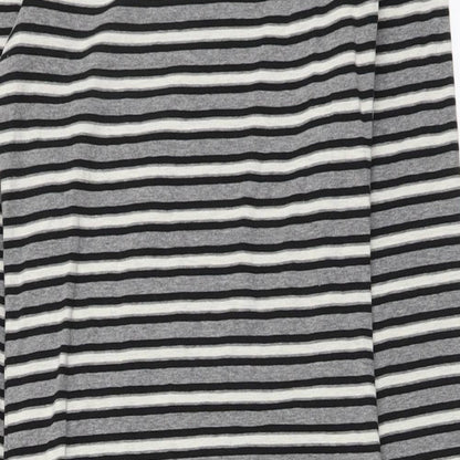 Primark Womens Grey Striped Cotton T-Shirt Dress Size 8 Round Neck Pullover